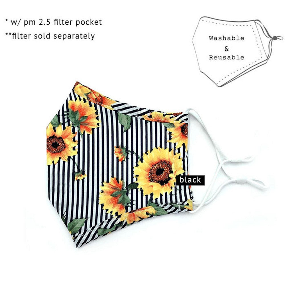 Sunflower Print Cloth Fashion Mask RTS
