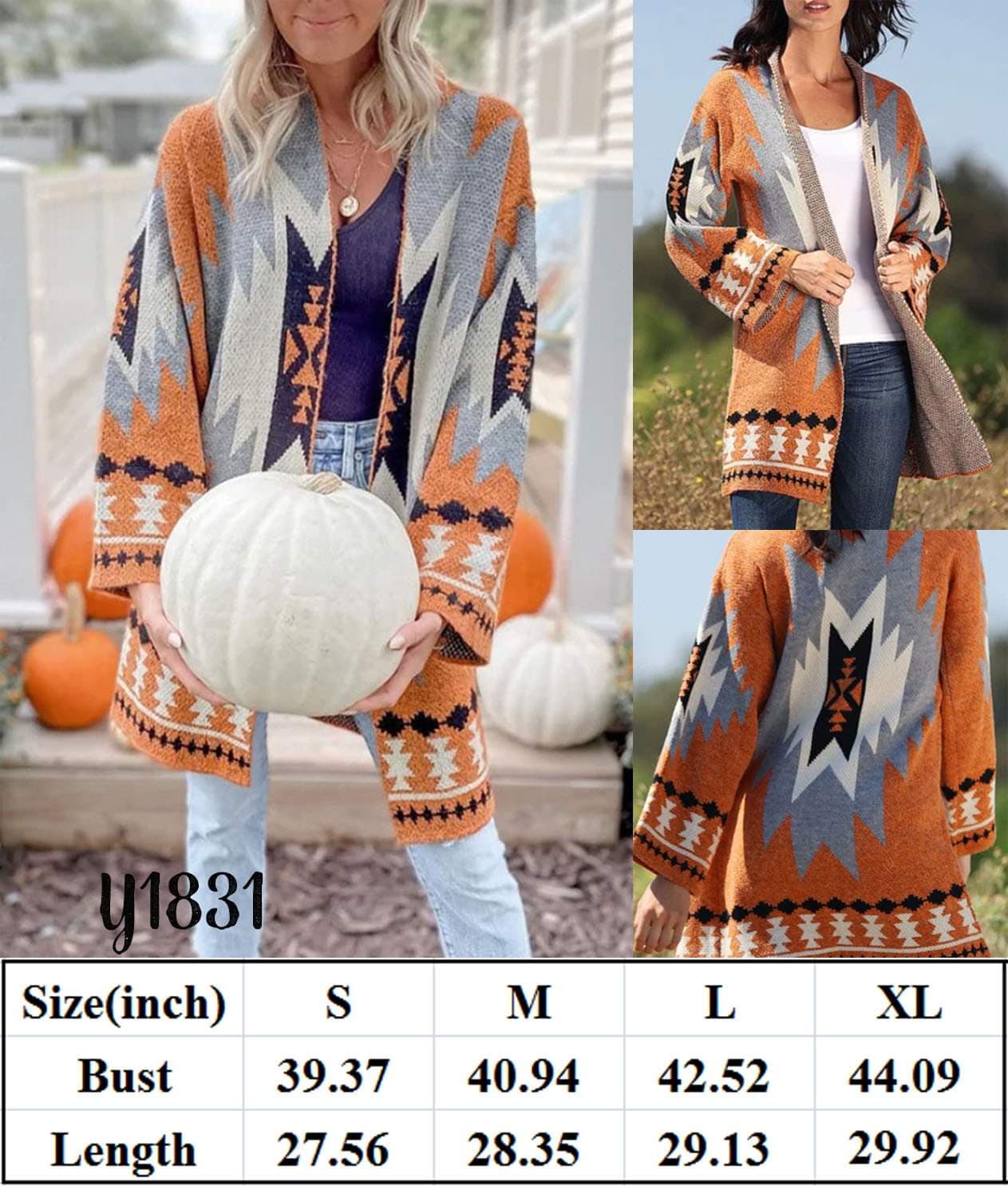 Orange Pattern Cardigan Preorder