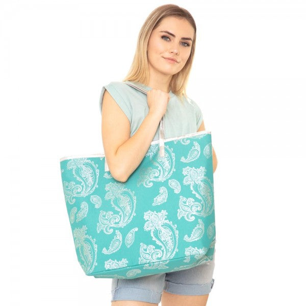 Metallic Paisley Print Tote Bags RTS