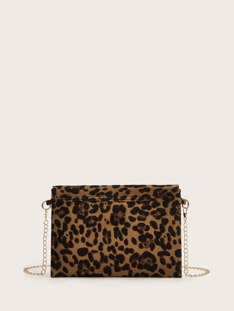 Leopard print chain crossbody purse RTS