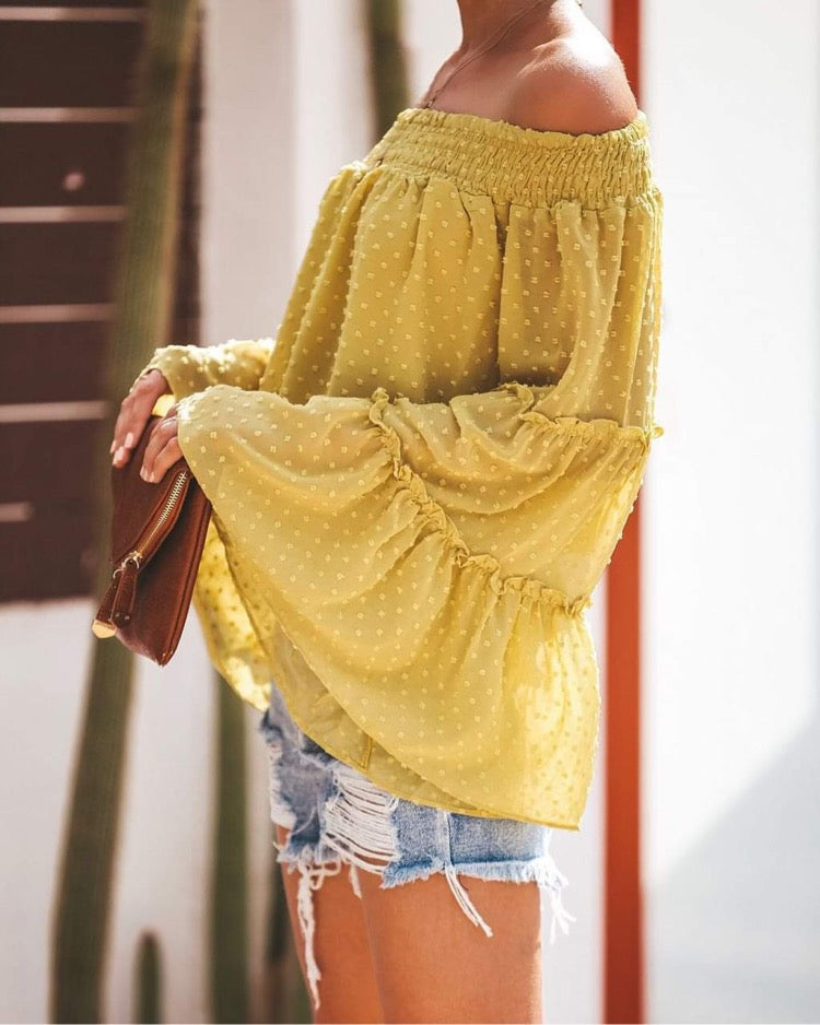 LANTERN SLEEVE CHIFFON TOP RTS