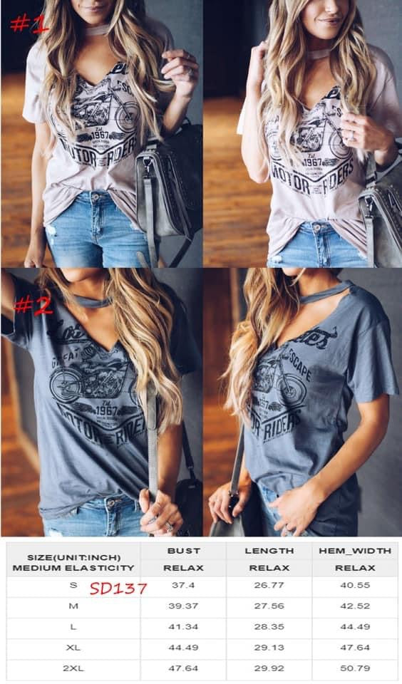 Women's Choker Motorcycle Tee T-Shirt RTS