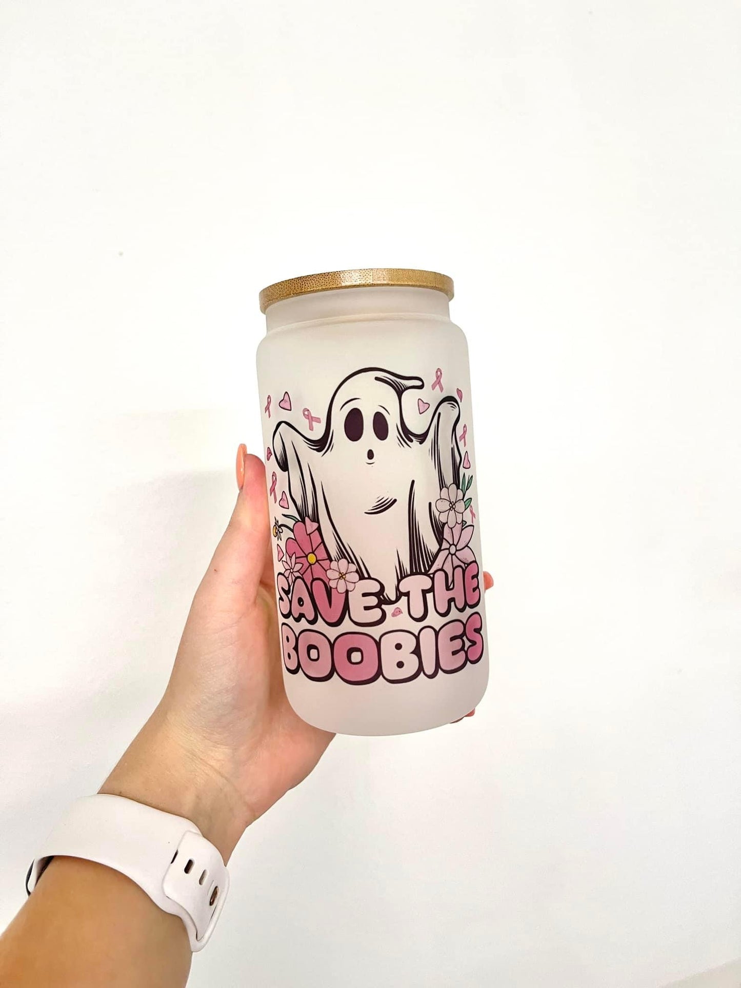 Save the Boobies Frosted Tumbler