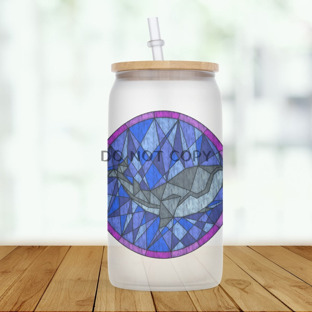 Whale Mosaic Glass Can