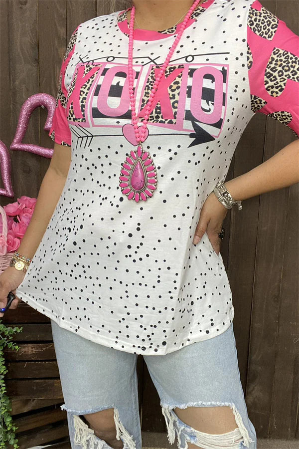 Xoxo Dot Leopard Printed Top