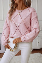 Load image into Gallery viewer, Hollowed Rhombus Pattern Sequin Sweater
