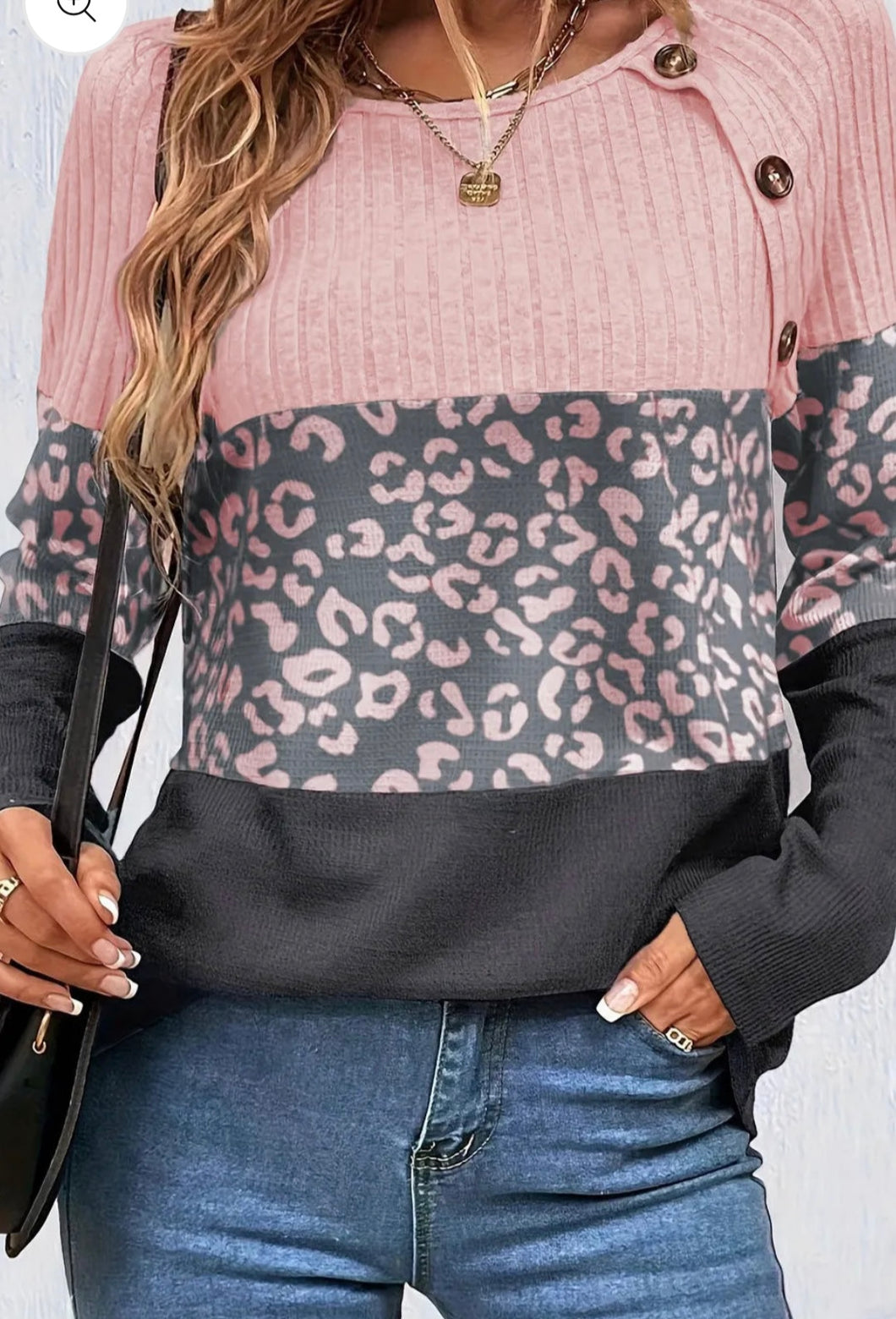 Leopard Round Neck Long Sleeve Top