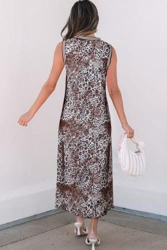 Multicolour Leopard Checkered Reversible Sleeveless Dress