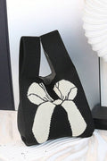 Bella Bow Black Knitted Tote Bag