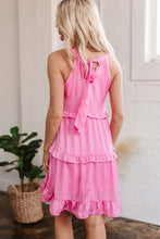 Load image into Gallery viewer, Pink Smocked Knot Back Tiered Mini Dress
