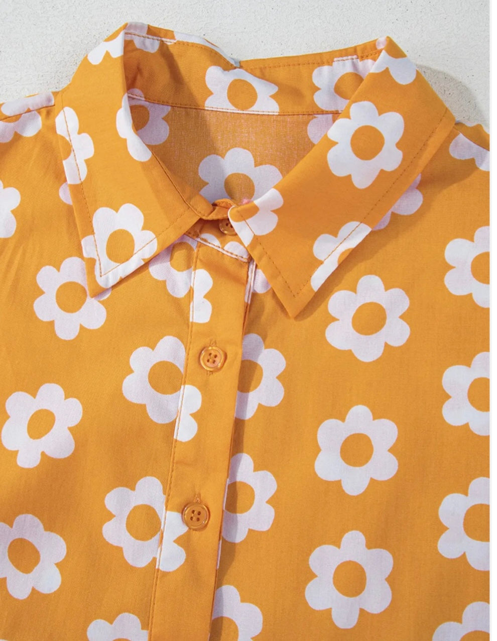 Floral Collared Neck Three-Quarter Sleeve Dress