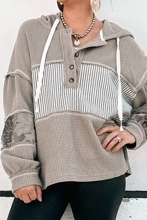 GRAY LONG SLEEVE HOODED TOP **SHIPPING EXPECTED TO BEGIN ON DATE 8/6**