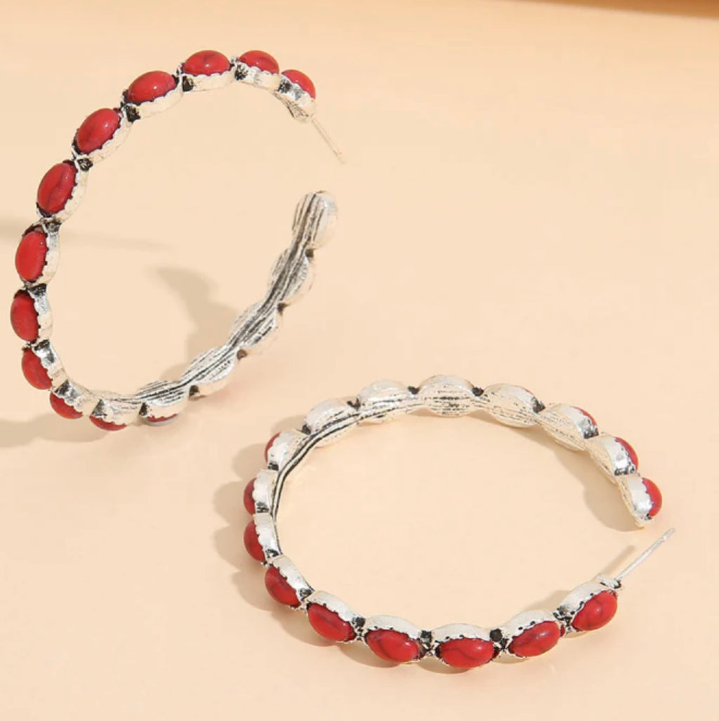 Artificial Turquoise C-Hoop Earrings