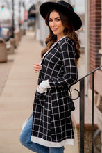 Load image into Gallery viewer, Black Plaid Colorblock cardigan
