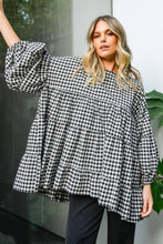 Load image into Gallery viewer, Checkered Dream Puff Sleeve Tiered Loose Babydoll Blouse
