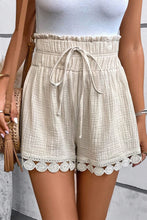 Load image into Gallery viewer, Apricot Textured Frilled High Waist Lace Hem Shorts
