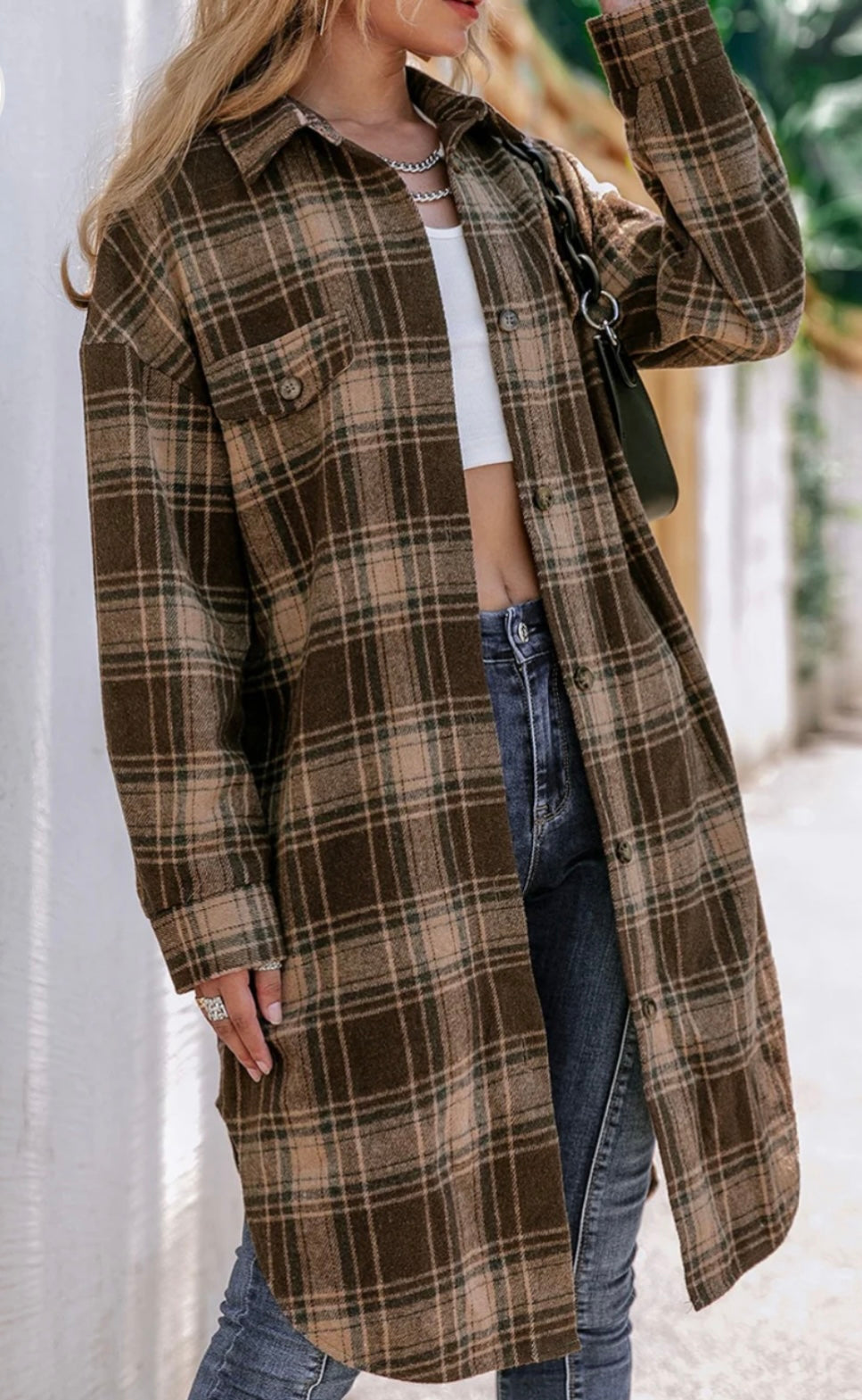 Plaid Button Up Long Sleeve Shacket