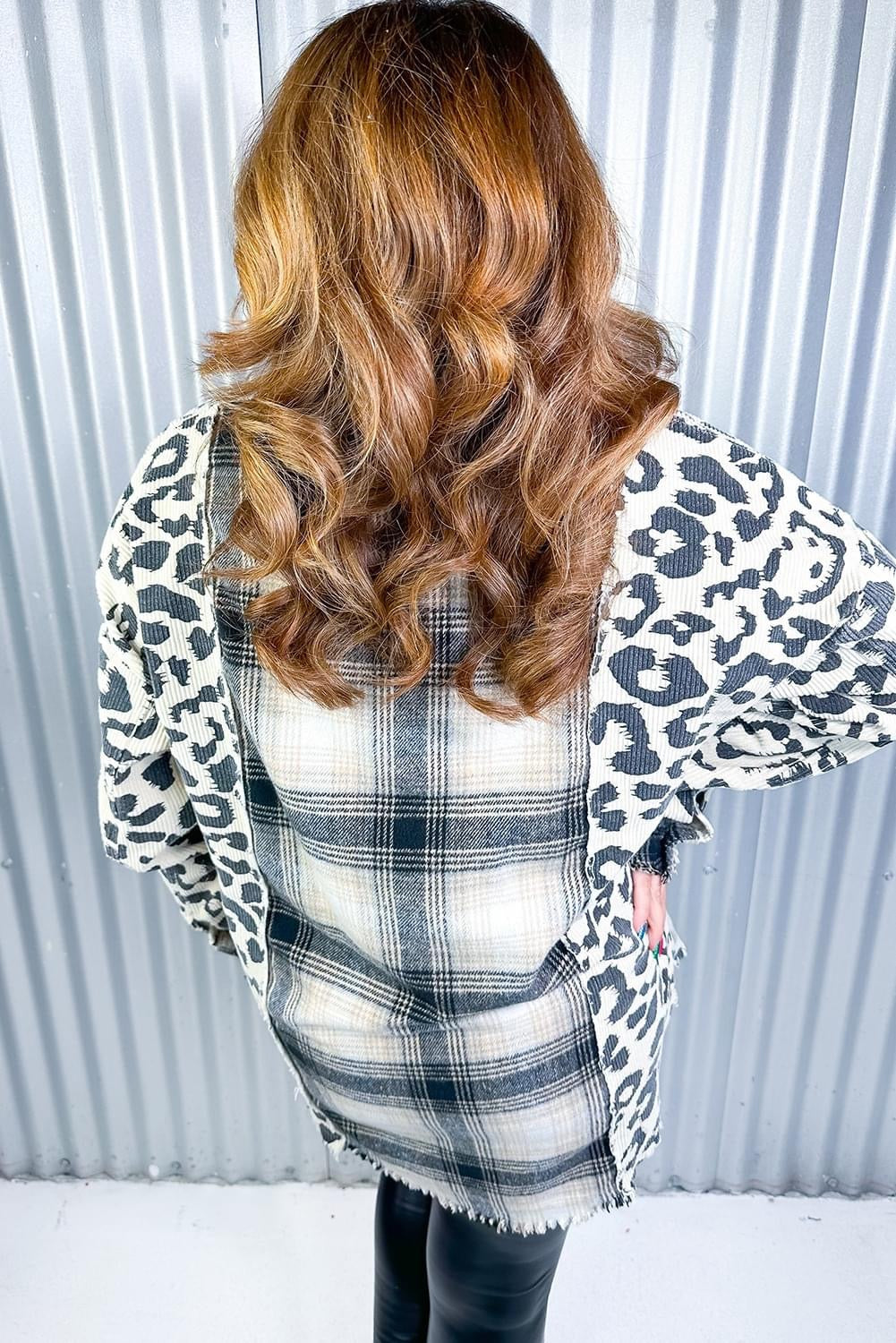 Plus Size Plaid Leopard Printed patchwork shcaket/ Jacket