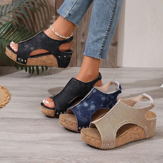 Peep Toe Wedge Sandals