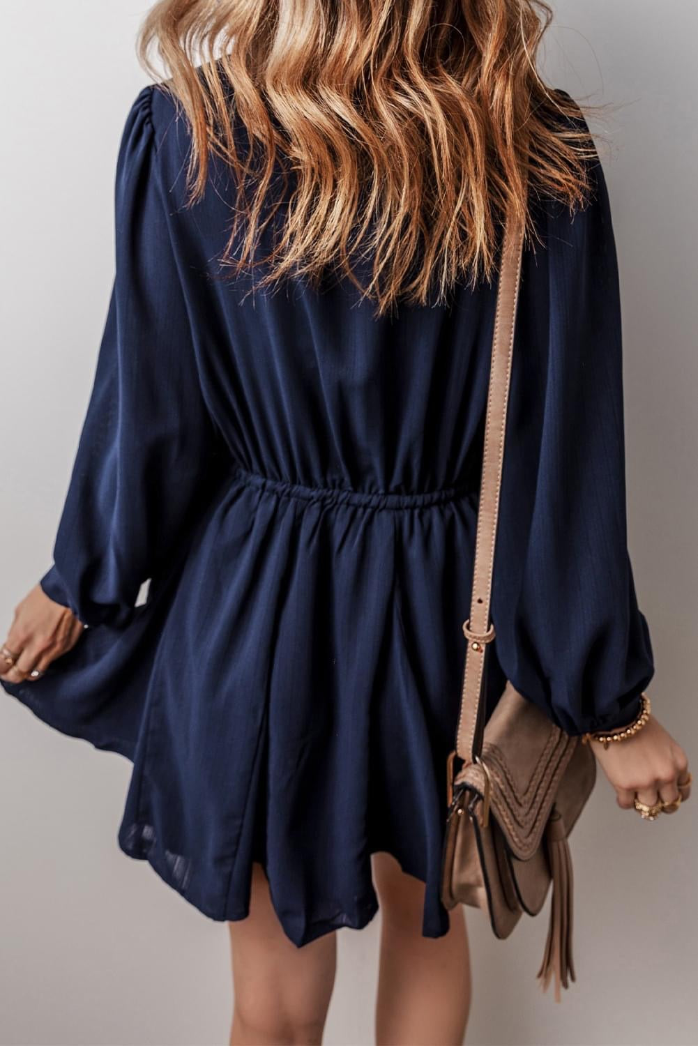 Navy Blue Solid Tunic shirt Mini Dress