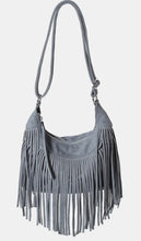 Load image into Gallery viewer, Suede Fringe Adjustable Strap Shoulder Bag
