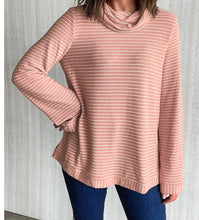 Load image into Gallery viewer, Stripe Cowl Neck Side Top
