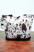 Black Trim Cow Print Tote Bag