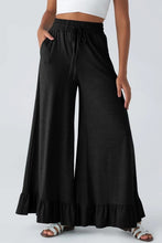 Load image into Gallery viewer, Ruffled Wide Leg Pull On High Waist Pants with Pockets
