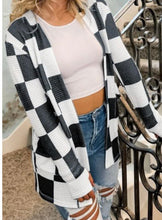 Load image into Gallery viewer, Checkered Waffle Open Front Cardigan
