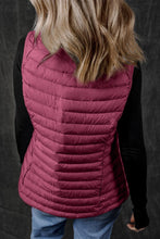 Load image into Gallery viewer, Burgundy Plush Collared Quilted 
puffer vest
