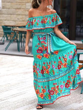 Load image into Gallery viewer, Floral Off Shoulder Ruffle Maxi Dress
