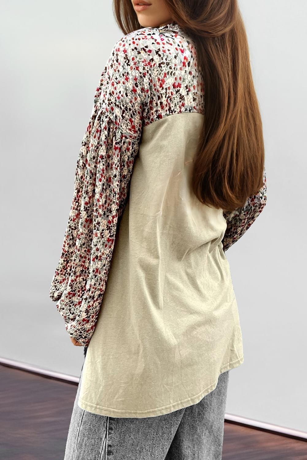 Meadow Mist Green Contrast bubble sleeve henley