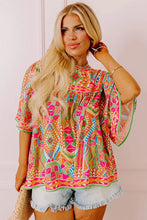 Load image into Gallery viewer, PLUS SIZE ISLAND IN THE SUN GREEN WIDE SLEEVE BLOUSE
