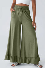 Load image into Gallery viewer, Ruffled Wide Leg Pull On High Waist Pants with Pockets
