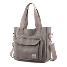 Load image into Gallery viewer, Multi Pockets Zipped Large Canvas Shoulder Bag
