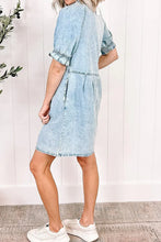 Load image into Gallery viewer, CAREFREE DAYS BEAU BLUE MINERAL WASH BUTTON DENIM DRESS
