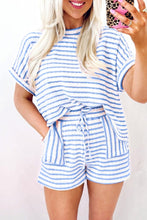 Load image into Gallery viewer, Sky Blue Stripe shorts set

