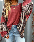 Leopard Round Neck Long Sleeve Sweatshirt