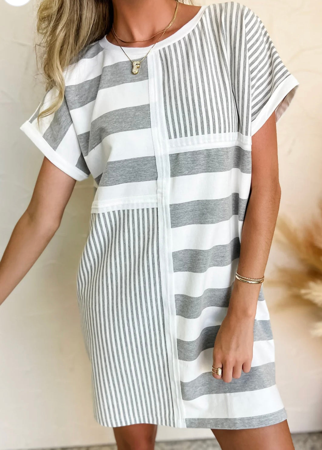 Stripe Mixed Print Set/Dress