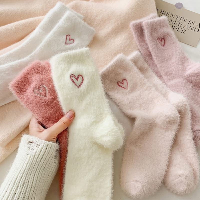 Fuzzy Valentine Heart Socks