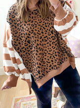 Load image into Gallery viewer, Block Patchwork Leopard Casual Sweatshirt with Slits
