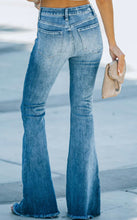 Load image into Gallery viewer, Washed Ripped Denim Flared Jeans
