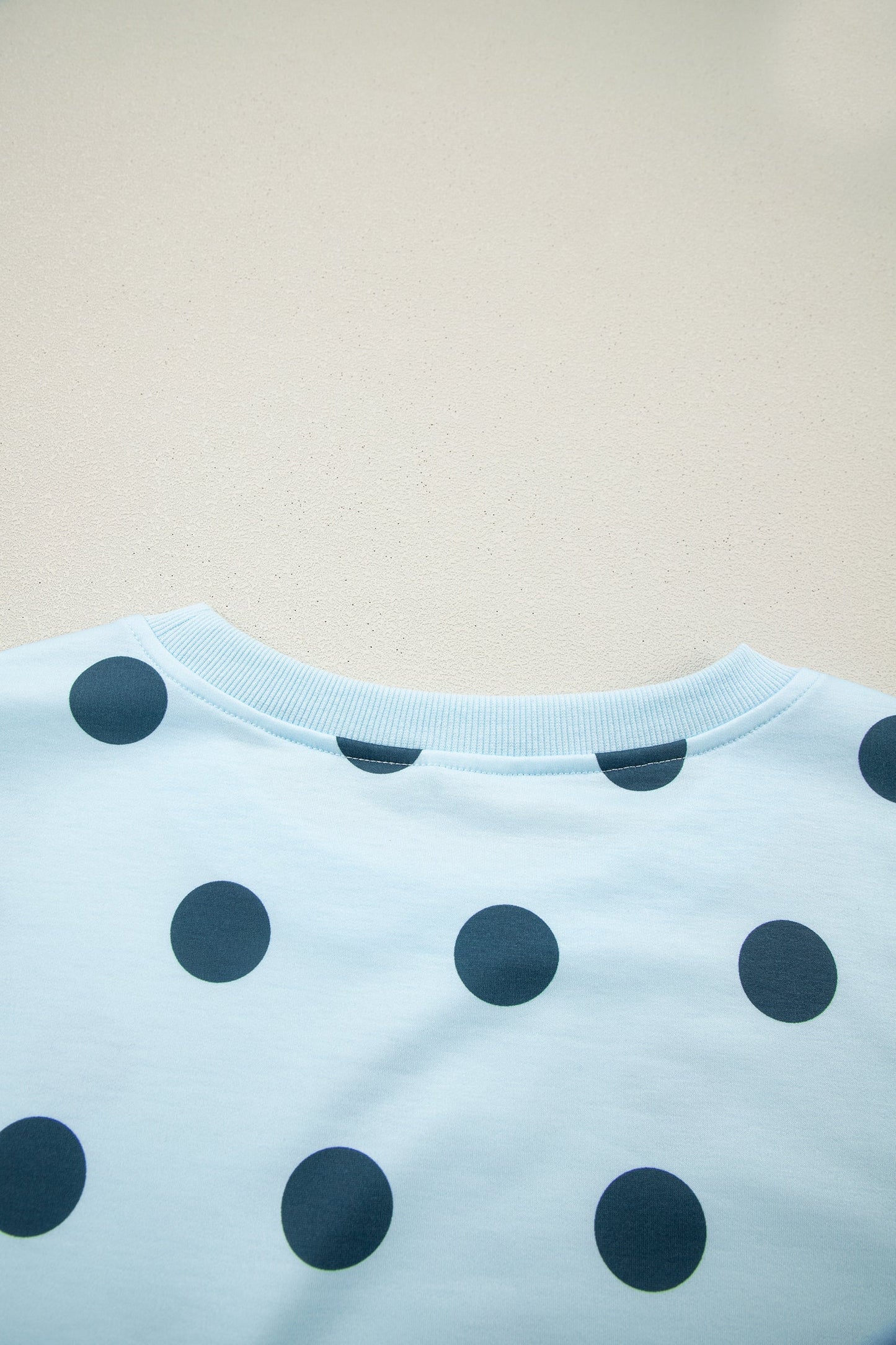 Sky Blue Ribbed Trim Polka Dot Print Tank Split Mini Skort 2pcs Set