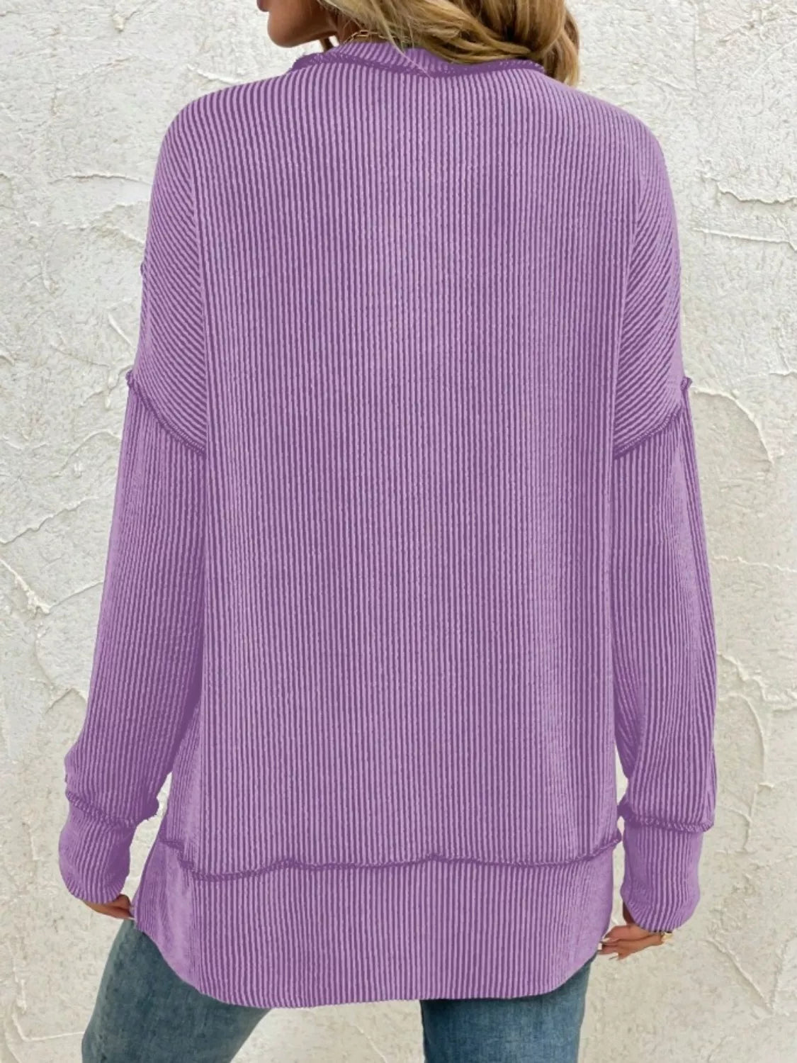 Side Slit Round Neck Sweatshirt