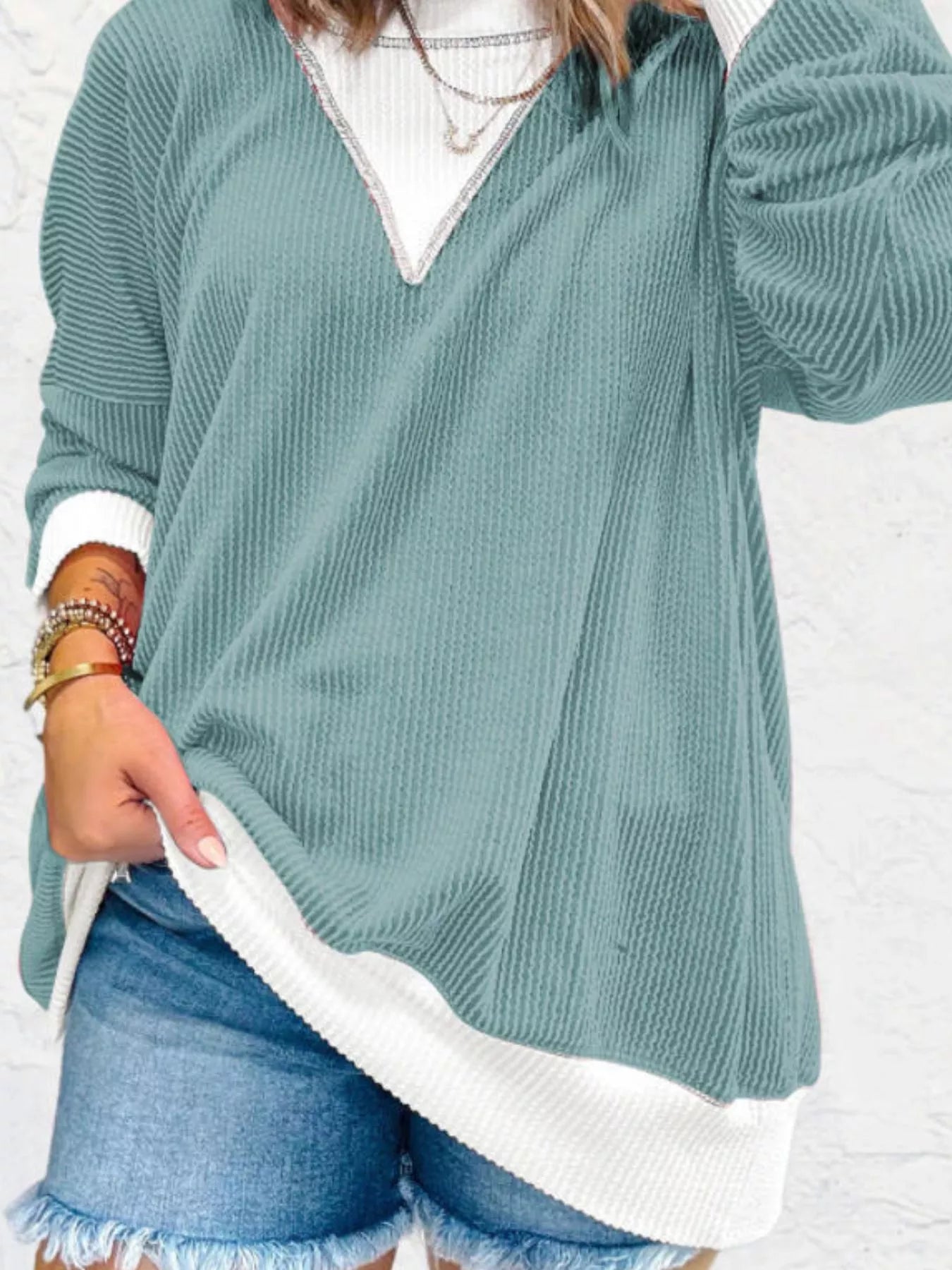 Contrast Dropped Shoulder Sweatshirt