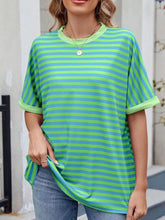 Load image into Gallery viewer, Striped Round Neck Half Sleeve T-Shirt
