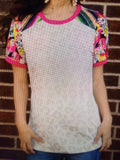 Leopard Top w/ Multi Print Sleeves