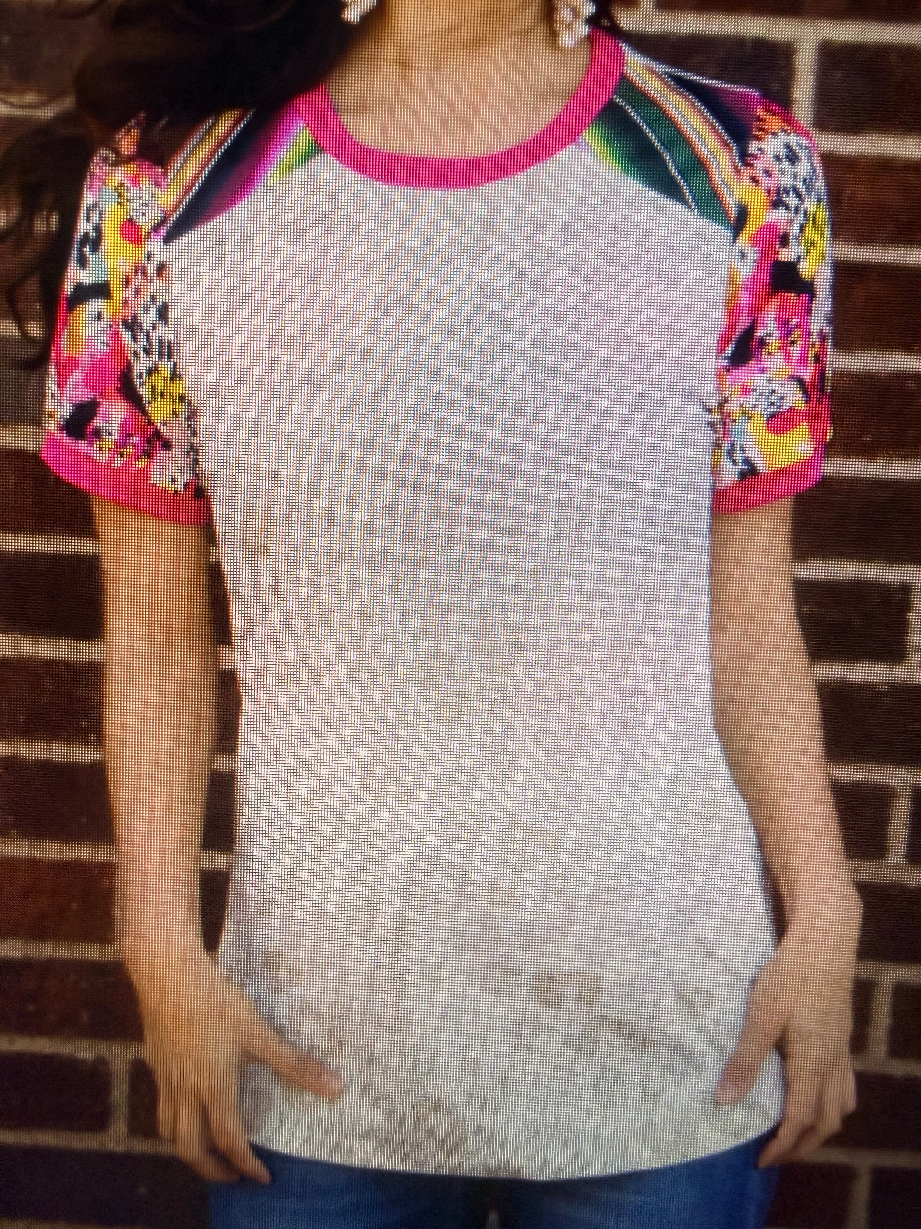 Leopard Top w/ Multi Print Sleeves
