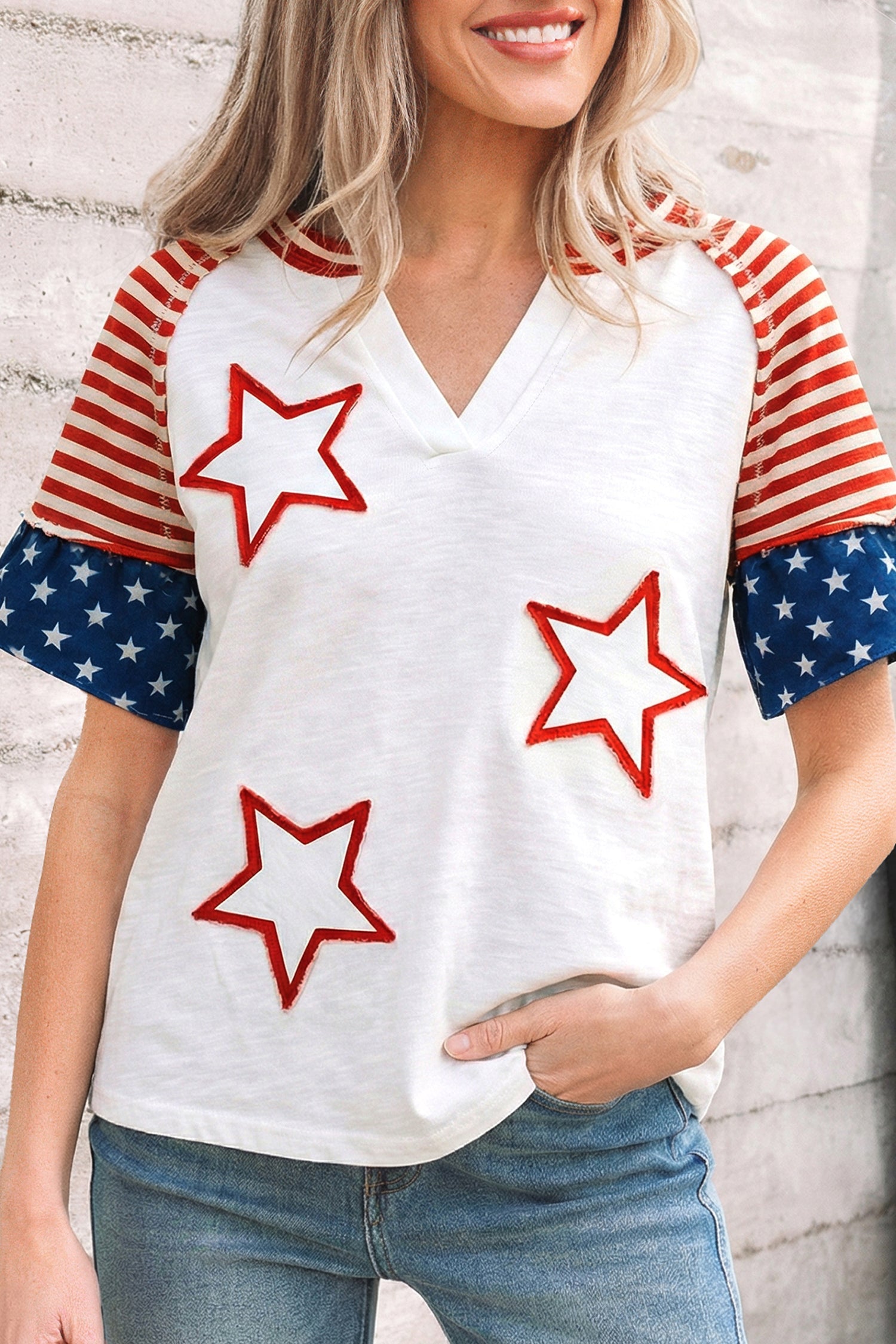 Katalina inspired Short Sleeve Top Threaded Pear
