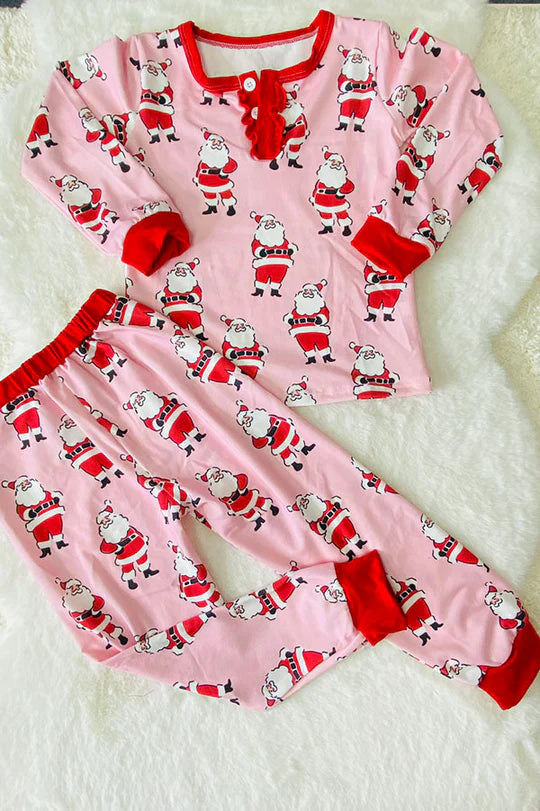 Christmas Santa Print 2pc Set-Girls